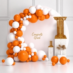 *76pc Orange and White Balloon Arch Kit